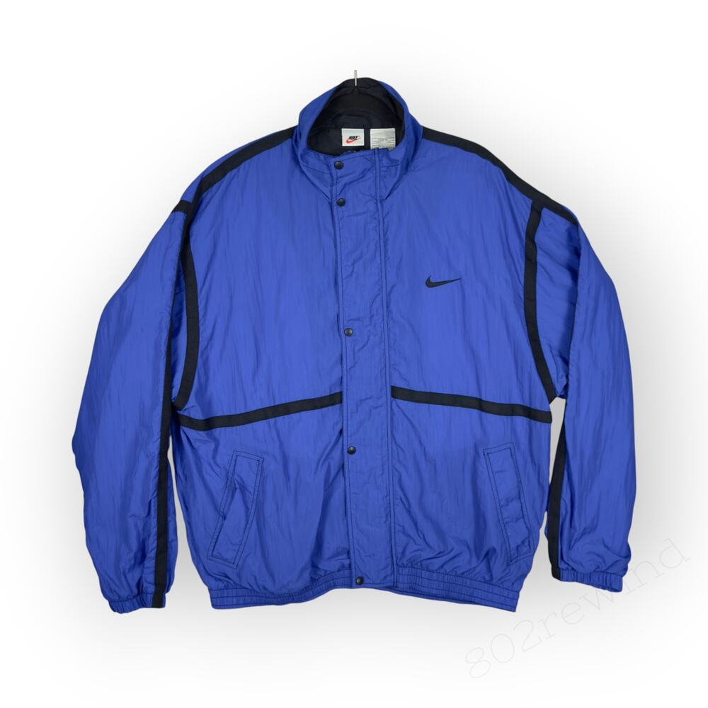 Vintage 90s Nike Windbreaker Track Jacket Full-Zip Royal Retro Coach Skate